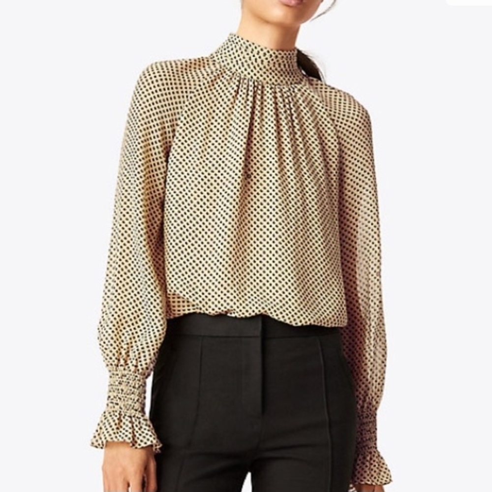 Tory Burch Cream and Black Polka Dot Blouse